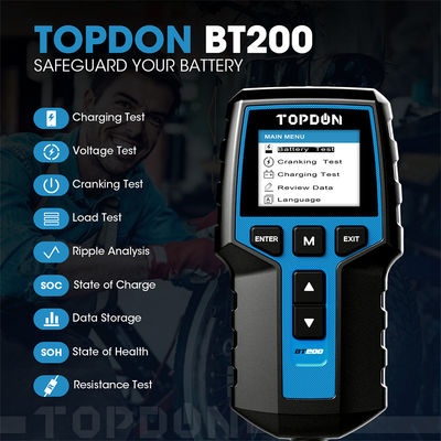 12V 24V Portable Battery Tester With Printer TOPDON BT200 For Many Cars